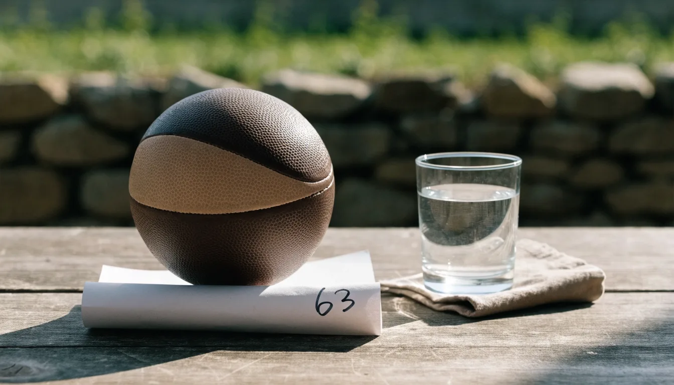 Un pallone da calcio appoggiato su una schedina bianca su un tavolo di legno, alla luce del giorno