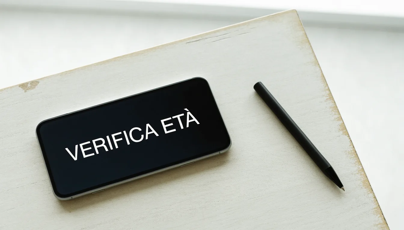 Un foglio di concessione in carta con un timbro rosso, appoggiato su una scrivania di legno accanto a una penna