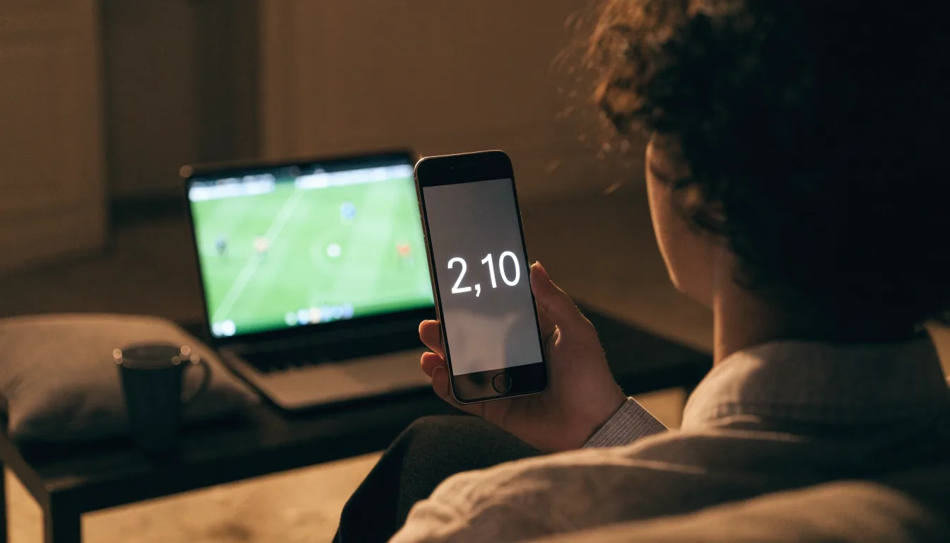 Un tabellone elettronico di uno stadio con il risultato a metà del secondo tempo, visto dalle tribune