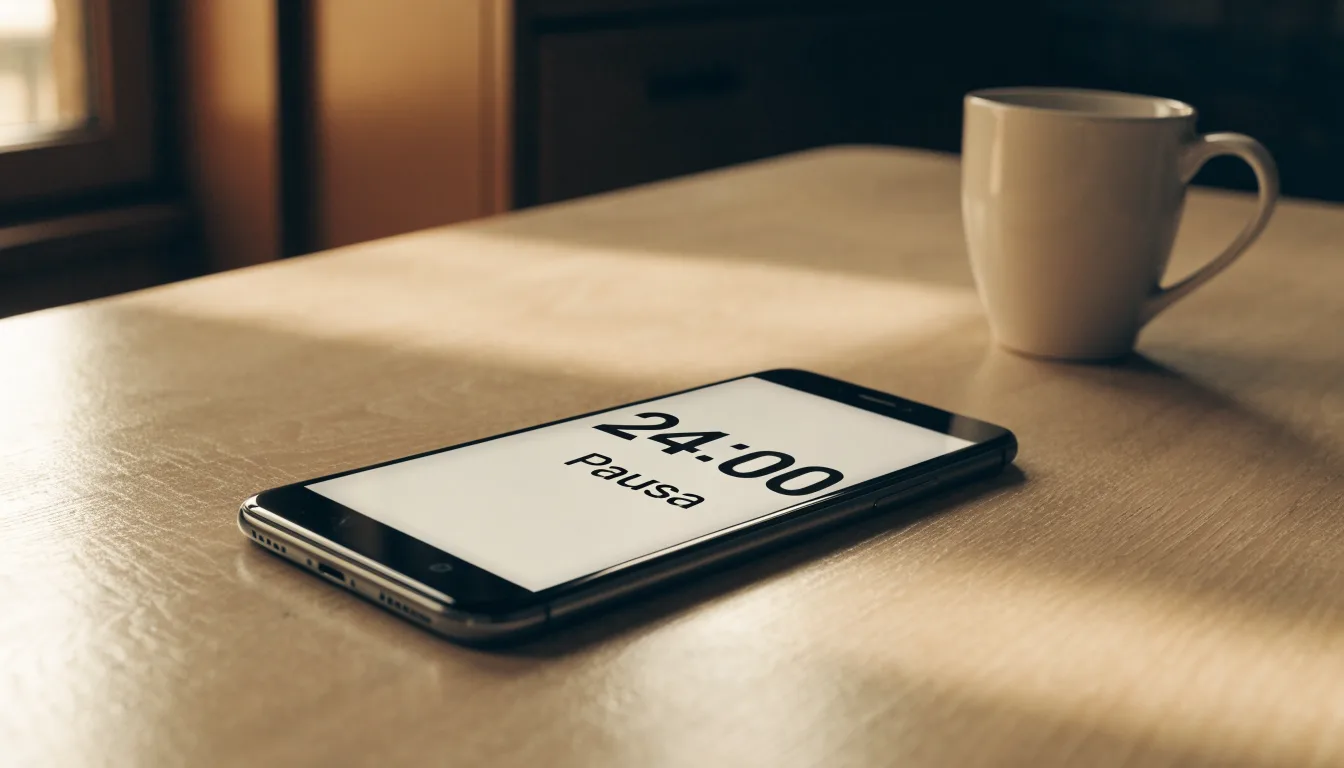 Un documento di identità appoggiato accanto a uno smartphone con un timer sullo schermo, su un tavolo da cucina